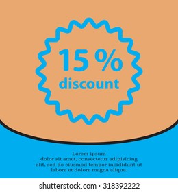 Discount fifteen (15) percent circular icon