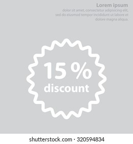 Discount fifteen (15) percent circular icon