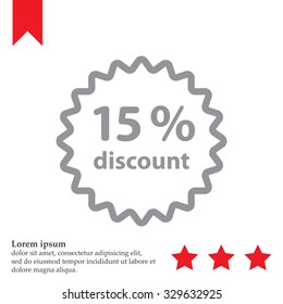 Discount fifteen (15) percent circular icon