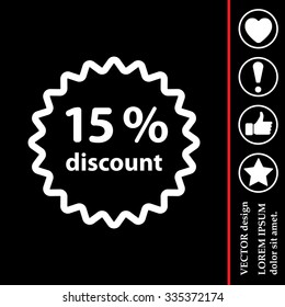 Discount fifteen (15) percent circular icon