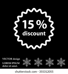 Discount fifteen (15) percent circular icon