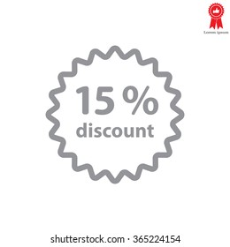 Discount fifteen (15) percent circular icon