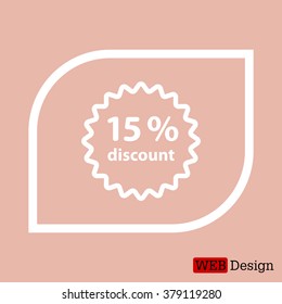 Discount fifteen (15) percent circular icon