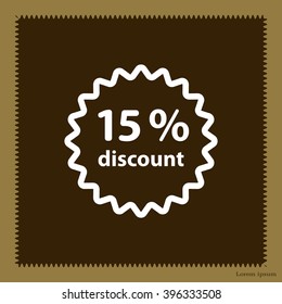 Discount fifteen (15) percent circular icon