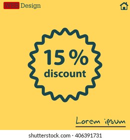Discount fifteen (15) percent circular icon