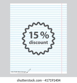 Discount fifteen (15) percent circular icon
