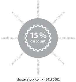 Discount fifteen (15) percent circular icon