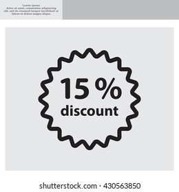 Discount fifteen (15) percent circular icon