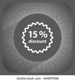 Discount fifteen (15) percent circular icon