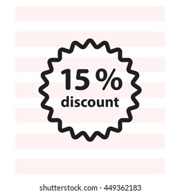 Discount fifteen (15) percent circular icon