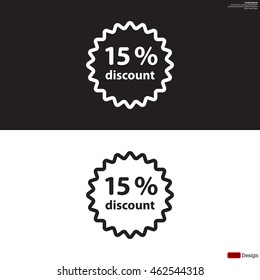Discount fifteen (15) percent circular icon