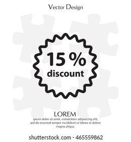 Discount fifteen (15) percent circular icon