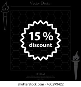 Discount fifteen (15) percent circular icon