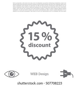 Discount fifteen (15) percent circular icon