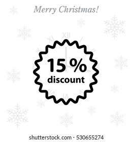 Discount fifteen (15) percent circular icon