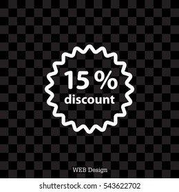 Discount fifteen (15) percent circular icon