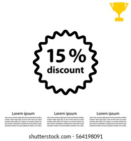 Discount fifteen (15) percent circular icon