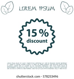 Discount fifteen (15) percent circular icon