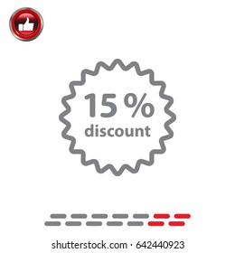 Discount fifteen (15) percent circular icon