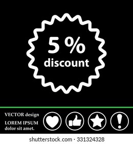 Discount five (5) percent circular icon