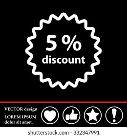Discount five (5) percent circular icon