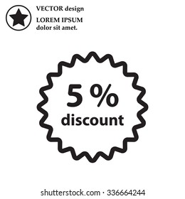 Discount five (5) percent circular icon