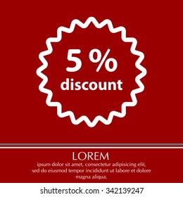Discount five (5) percent circular icon