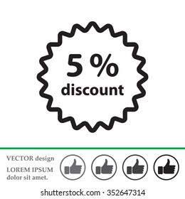 Discount five (5) percent circular icon
