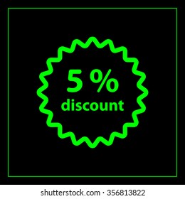 Discount five (5) percent circular icon