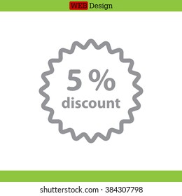 Discount five (5) percent circular icon