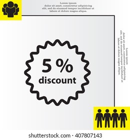 Discount five (5) percent circular icon