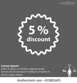 Discount five (5) percent circular icon