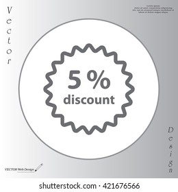 Discount five (5) percent circular icon