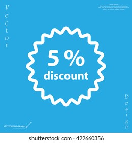 Discount five (5) percent circular icon