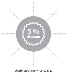 Discount five (5) percent circular icon
