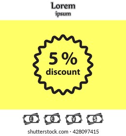 Discount five (5) percent circular icon