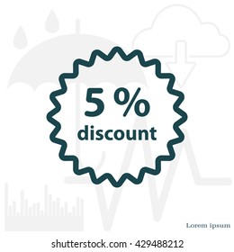 Discount five (5) percent circular icon