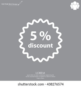 Discount five (5) percent circular icon