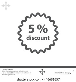 Discount five (5) percent circular icon