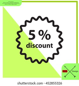 Discount five (5) percent circular icon