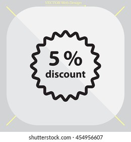 Discount five (5) percent circular icon