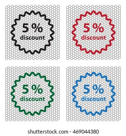 Discount five (5) percent circular icon