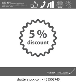 Discount five (5) percent circular icon