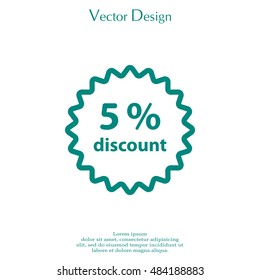 Discount five (5) percent circular icon