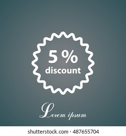 Discount five (5) percent circular icon