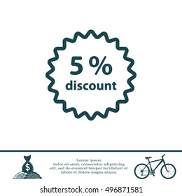 Discount five (5) percent circular icon