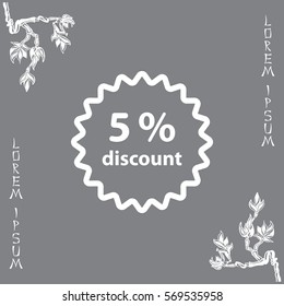 Discount five (5) percent circular icon