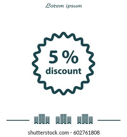 Discount five (5) percent circular icon