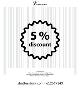 Discount five (5) percent circular icon