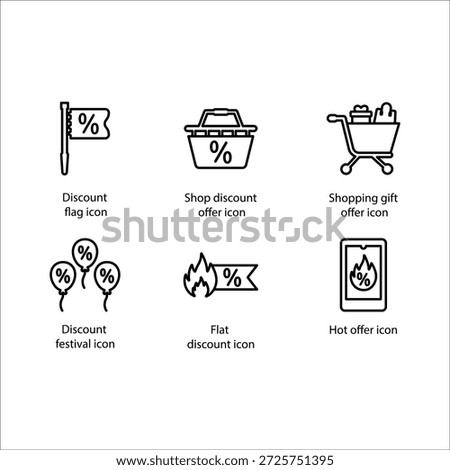 Discount flag, Shop discount offer, Shopping gift offer, Discount festival, Flat discount, Hot offer, icon